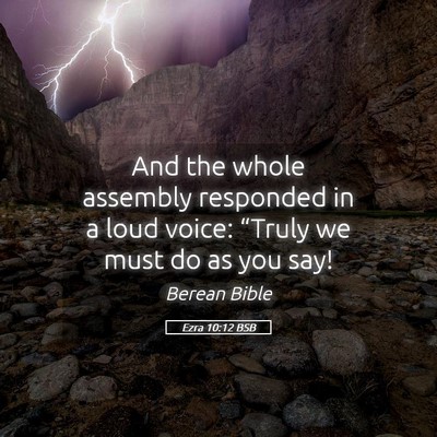 Picture 05 - Ezra 10:12 BSB - And the whole assembly responded in a loud voice: - Bible Verse Picture