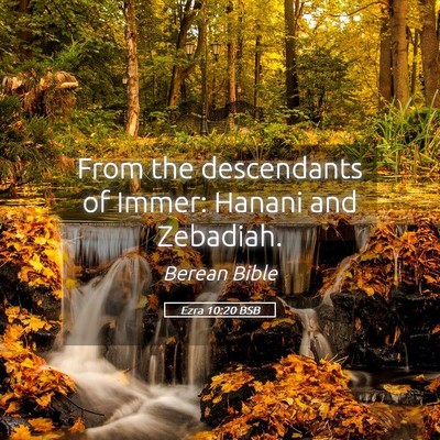 Picture 05 - Ezra 10:20 BSB - From the descendants of Immer: Hanani and - Bible Verse Picture