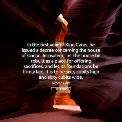 Picture 05 - Ezra 6:3 BSB - In the first year of King Cyrus, he issued a - Bible Verse Picture