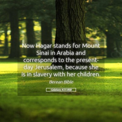 Picture 05 - Galatians 4:25 BSB - Now Hagar stands for Mount Sinai in Arabia and - Bible Verse Picture