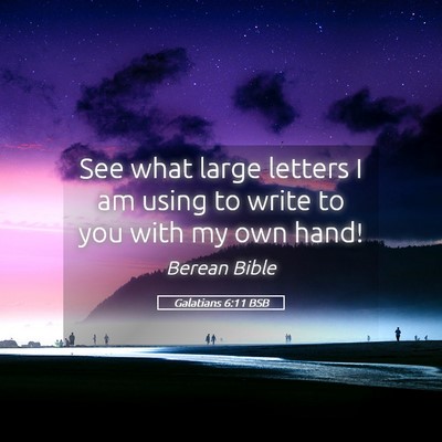 Picture 05 - Galatians 6:11 BSB - See what large letters I am using to write to you - Bible Verse Picture