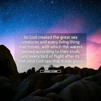 Picture 05 - Genesis 1:21 BSB - So God created the great sea creatures and every - Bible Verse Picture