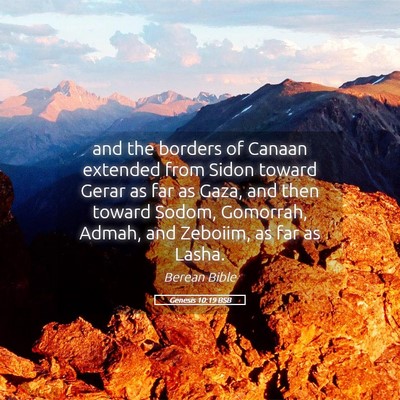 Picture 05 - Genesis 10:19 BSB - and the borders of Canaan extended from Sidon - Bible Verse Picture