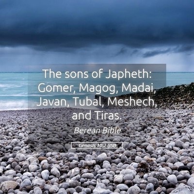Picture 05 - Genesis 10:2 BSB - The sons of Japheth: Gomer, Magog, Madai, Javan, - Bible Verse Picture