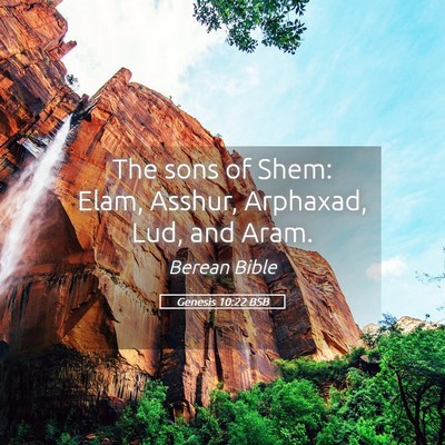 Picture 05 - Genesis 10:22 BSB - The sons of Shem: Elam, Asshur, Arphaxad, Lud, - Bible Verse Picture