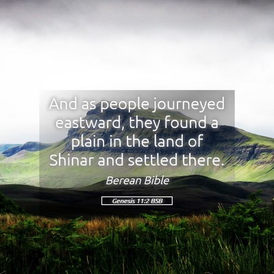 Picture 05 - Genesis 11:2 BSB - And as people journeyed eastward, they found a - Bible Verse Picture