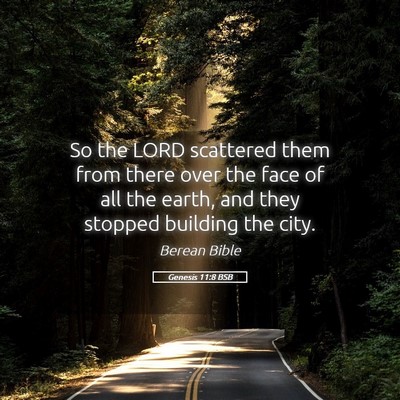 Picture 05 - Genesis 11:8 BSB - So the LORD scattered them from there over the - Bible Verse Picture