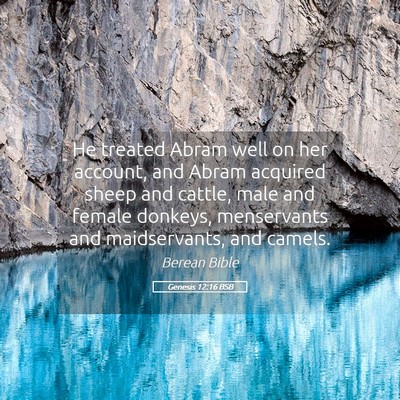 Picture 05 - Genesis 12:16 BSB - He treated Abram well on her account, and Abram - Bible Verse Picture