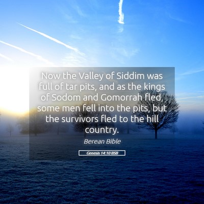 Picture 05 - Genesis 14:10 BSB - Now the Valley of Siddim was full of tar pits, - Bible Verse Picture