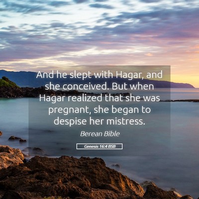 Picture 05 - Genesis 16:4 BSB - And he slept with Hagar, and she conceived. But - Bible Verse Picture