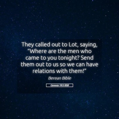 Picture 05 - Genesis 19:5 BSB - They called out to Lot, saying, “Where are the - Bible Verse Picture