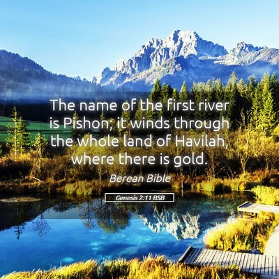 Picture 05 - Genesis 2:11 BSB - The name of the first river is Pishon; it winds - Bible Verse Picture