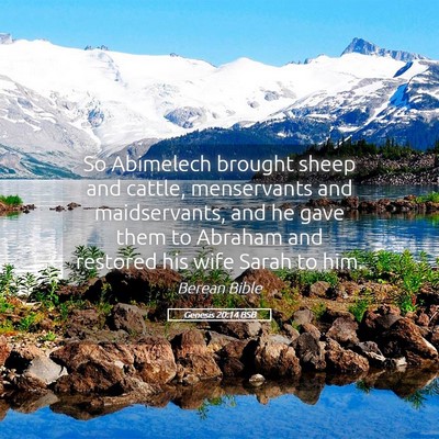 Picture 05 - Genesis 20:14 BSB - So Abimelech brought sheep and cattle, - Bible Verse Picture