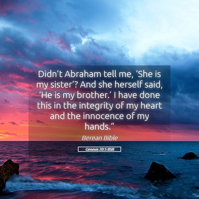 Picture 05 - Genesis 20:5 BSB - Didn’t Abraham tell me, ‘She is my sister’? - Bible Verse Picture