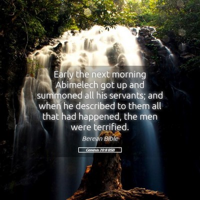 Picture 05 - Genesis 20:8 BSB - Early the next morning Abimelech got up and - Bible Verse Picture
