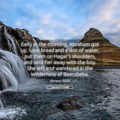 Picture 05 - Genesis 21:14 BSB - Early in the morning, Abraham got up, took bread - Bible Verse Picture