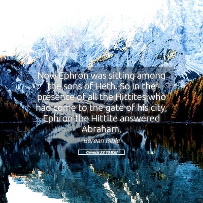 Picture 05 - Genesis 23:10 BSB - Now Ephron was sitting among the sons of Heth. So - Bible Verse Picture