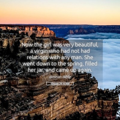 Picture 05 - Genesis 24:16 BSB - Now the girl was very beautiful, a virgin who had - Bible Verse Picture