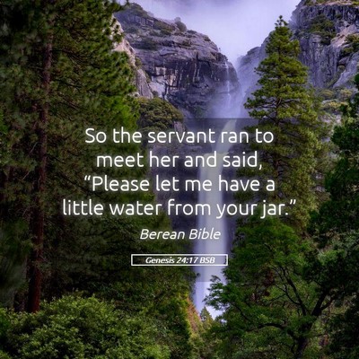 Picture 05 - Genesis 24:17 BSB - So the servant ran to meet her and said, - Bible Verse Picture