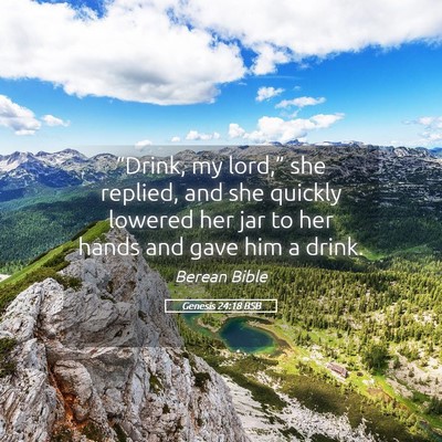 Picture 05 - Genesis 24:18 BSB - “Drink, my lord,” she replied, and she - Bible Verse Picture