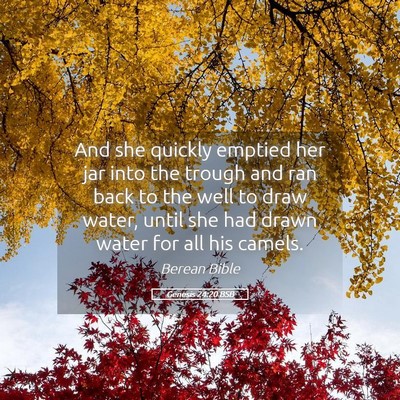 Picture 05 - Genesis 24:20 BSB - And she quickly emptied her jar into the trough - Bible Verse Picture
