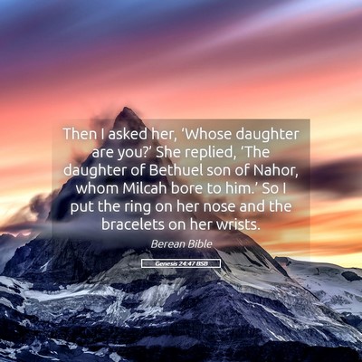 Picture 05 - Genesis 24:47 BSB - Then I asked her, ‘Whose daughter are you?’ - Bible Verse Picture