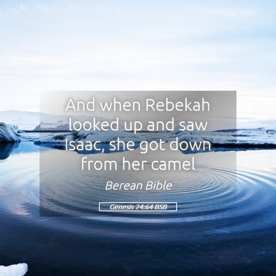 Picture 05 - Genesis 24:64 BSB - And when Rebekah looked up and saw Isaac, she got - Bible Verse Picture