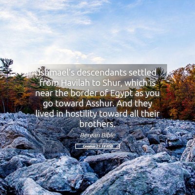 Picture 05 - Genesis 25:18 BSB - Ishmael’s descendants settled from Havilah to - Bible Verse Picture