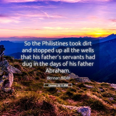 Picture 05 - Genesis 26:15 BSB - So the Philistines took dirt and stopped up all - Bible Verse Picture