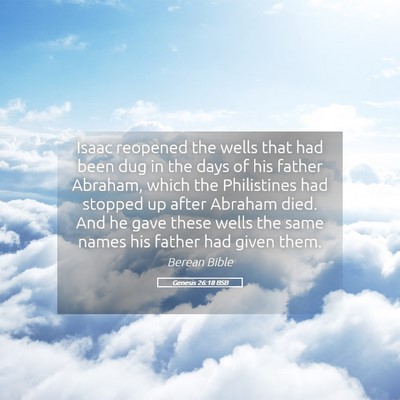 Picture 05 - Genesis 26:18 BSB - Isaac reopened the wells that had been dug in the - Bible Verse Picture