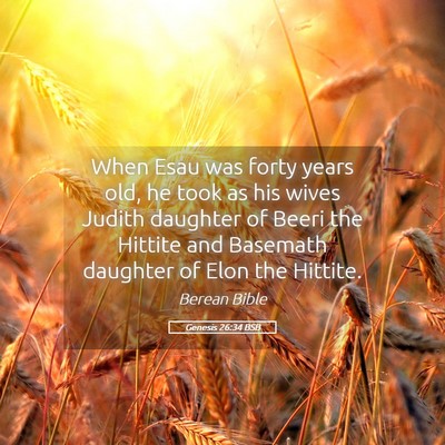 Picture 05 - Genesis 26:34 BSB - When Esau was forty years old, he took as his - Bible Verse Picture