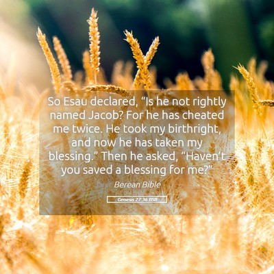 Picture 05 - Genesis 27:36 BSB - So Esau declared, “Is he not rightly named - Bible Verse Picture