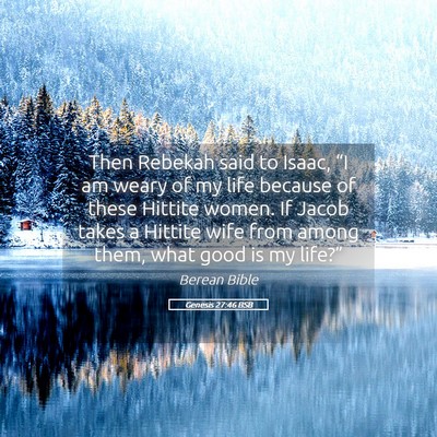 Picture 05 - Genesis 27:46 BSB - Then Rebekah said to Isaac, “I am weary of my - Bible Verse Picture
