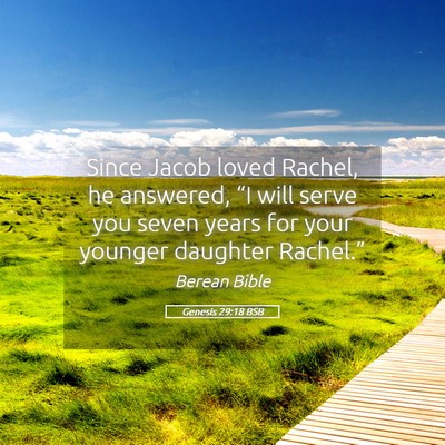 Picture 05 - Genesis 29:18 BSB - Since Jacob loved Rachel, he answered, “I will - Bible Verse Picture