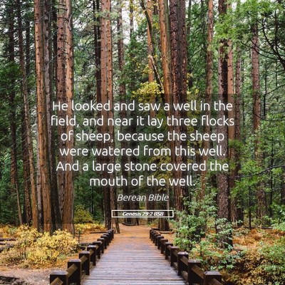 Picture 05 - Genesis 29:2 BSB - He looked and saw a well in the field, and near - Bible Verse Picture