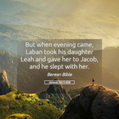 Picture 05 - Genesis 29:23 BSB - But when evening came, Laban took his daughter - Bible Verse Picture