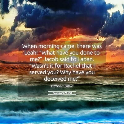 Picture 05 - Genesis 29:25 BSB - When morning came, there was Leah! “What have - Bible Verse Picture