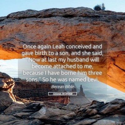 Picture 05 - Genesis 29:34 BSB - Once again Leah conceived and gave birth to a - Bible Verse Picture