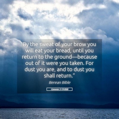 Picture 05 - Genesis 3:19 BSB - By the sweat of your brow you will eat your - Bible Verse Picture