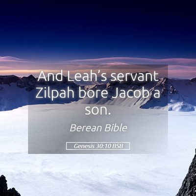 Picture 05 - Genesis 30:10 BSB - And Leah’s servant Zilpah bore Jacob a - Bible Verse Picture