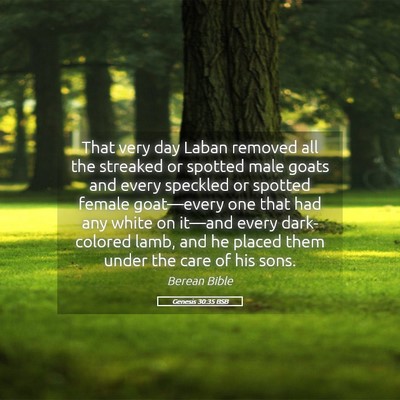 Picture 05 - Genesis 30:35 BSB - That very day Laban removed all the streaked or - Bible Verse Picture