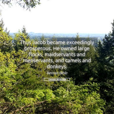 Picture 05 - Genesis 30:43 BSB - Thus Jacob became exceedingly prosperous. He - Bible Verse Picture