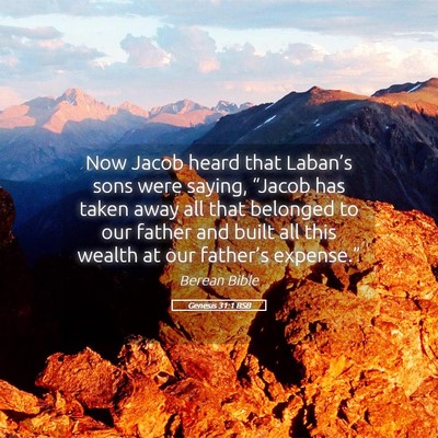 Picture 05 - Genesis 31:1 BSB - Now Jacob heard that Laban’s sons were saying, - Bible Verse Picture