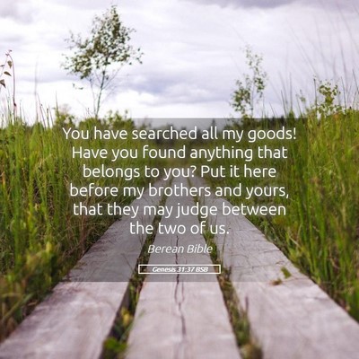 Picture 05 - Genesis 31:37 BSB - You have searched all my goods! Have you found - Bible Verse Picture