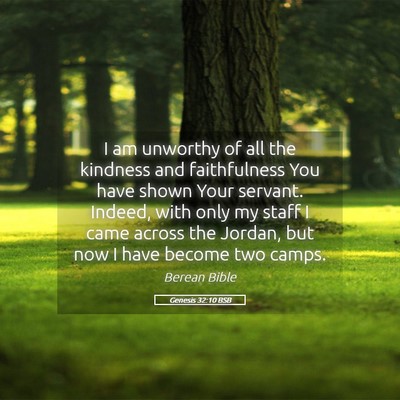 Picture 05 - Genesis 32:10 BSB - I am unworthy of all the kindness and - Bible Verse Picture