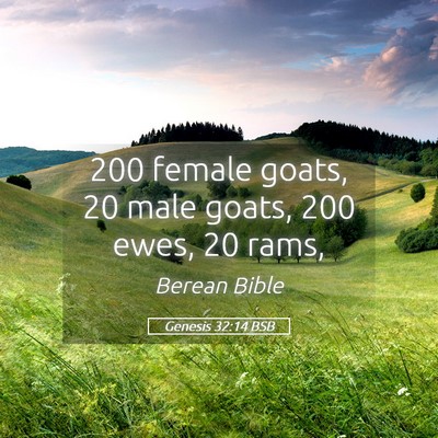 Picture 05 - Genesis 32:14 BSB - 200 female goats, 20 male goats, 200 ewes, 20 - Bible Verse Picture