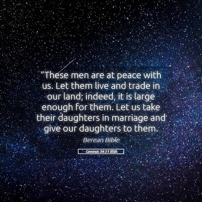 Picture 05 - Genesis 34:21 BSB - “These men are at peace with us. Let them live - Bible Verse Picture