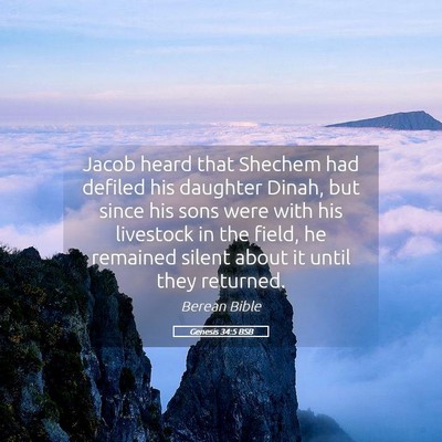 Picture 05 - Genesis 34:5 BSB - Jacob heard that Shechem had defiled his daughter - Bible Verse Picture