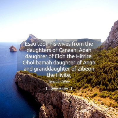Picture 05 - Genesis 36:2 BSB - Esau took his wives from the daughters of Canaan: - Bible Verse Picture