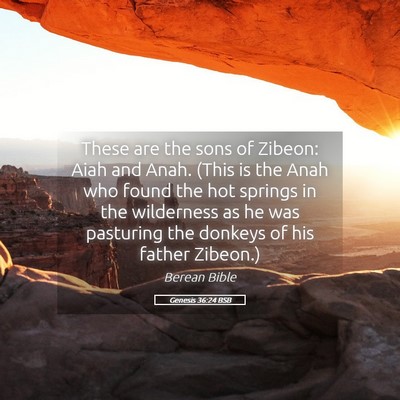 Picture 05 - Genesis 36:24 BSB - These are the sons of Zibeon: Aiah and Anah. - Bible Verse Picture